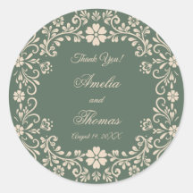 Agradecimiento de boda floral verde rústico