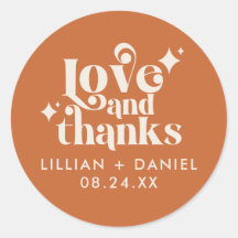 Agradecimiento de Boda Naranja y Crema Retro Moder