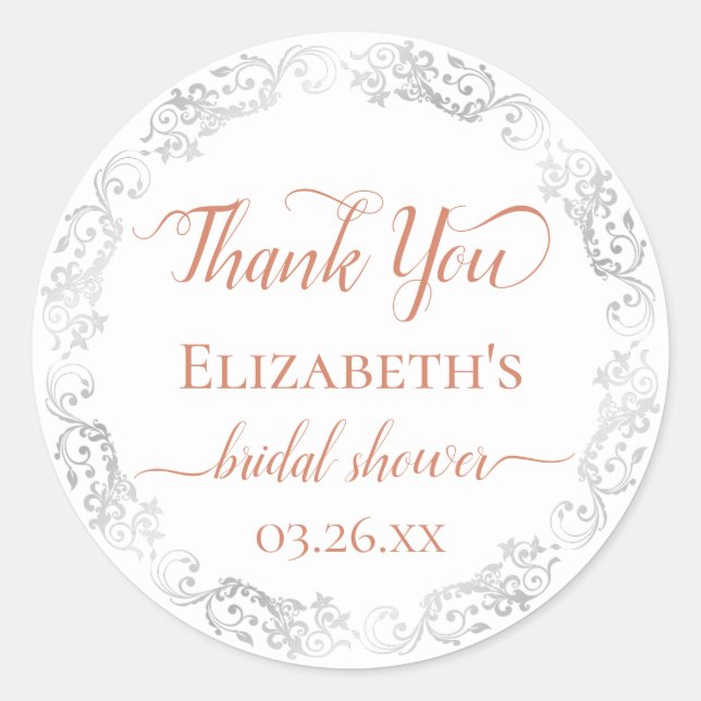 Pegatina Redonda Agradecimiento de Despedida de Soltera con Encaje  (Anverso)