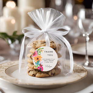 Pegatina Redonda Agradecimiento de Despedida de Soltera con Flor Si