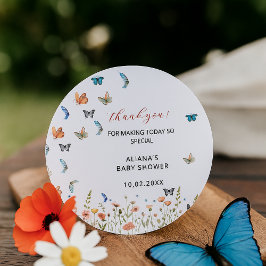 Pegatina Redonda Agradecimiento de Despedida de Soltera de Mariposa