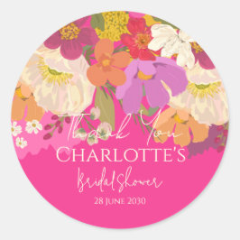 Pegatina Redonda Agradecimiento de Despedida de Soltera Floral de J
