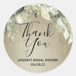Pegatina Redonda Agradecimiento de Despedida de Soltera Rústico Ver