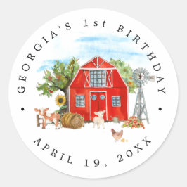 Pegatina Redonda Agradecimiento de Favor para Fiesta de Cumpleaños