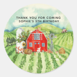 Pegatina Redonda Agradecimiento de Favor para Fiesta de Cumpleaños
