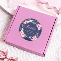 Agradecimiento de lluvia de boda floral rosa y púr