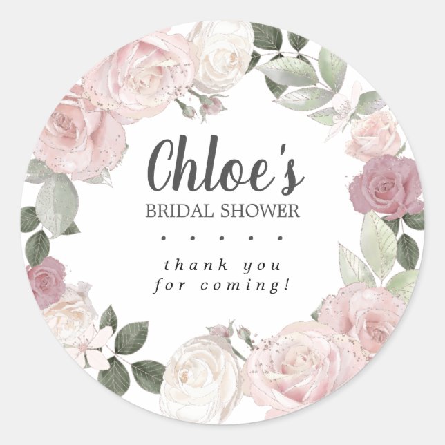 Pegatina Redonda Agradecimiento de Pijamada de Despedida Floral de  (Anverso)