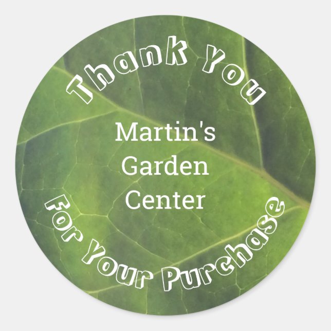 Pegatina Redonda Agradecimiento del cliente a la empresa Green Leaf (Anverso)