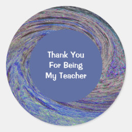 Pegatina Redonda Agradecimiento del profesor a Blue Spiral Swirl Gr