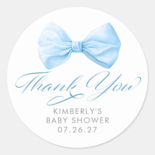 Pegatina Redonda Agradecimiento elegante de shower de bebé niño con