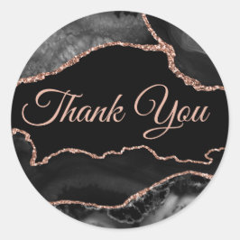 Pegatina Redonda Agradecimiento elegante negro