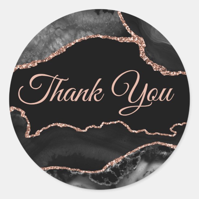 Pegatina Redonda Agradecimiento elegante negro (Anverso)