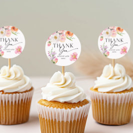 Pegatina Redonda Agradecimiento Floral Colorido