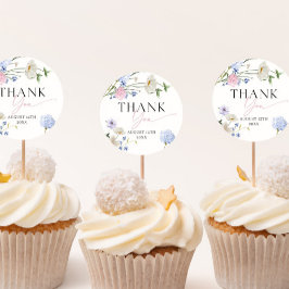 Pegatina Redonda Agradecimiento Floral Pastel