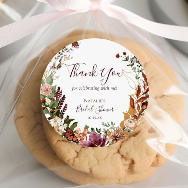 Pegatina Redonda Agradecimiento Floral y de Follaje Acuarela Otoño  (Subido por el creador)