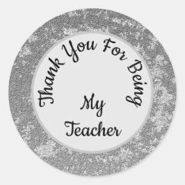 Pegatina Redonda Agradecimiento Género Clase de Mármol Gris Neutral