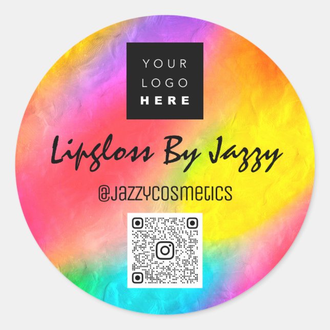 Pegatina Redonda Agradecimiento Holograma del arco iris con el logo (Anverso)