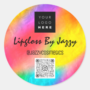 Pegatina Redonda Agradecimiento Holograma del arco iris con el logo