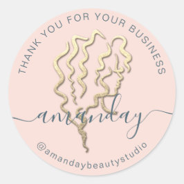 Pegatina Redonda Agradecimiento logotipo de oro para empresas Nombr