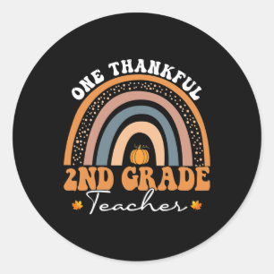 Pegatina Redonda Agradecimiento Maestra de 2º Grado Groovy Acción d