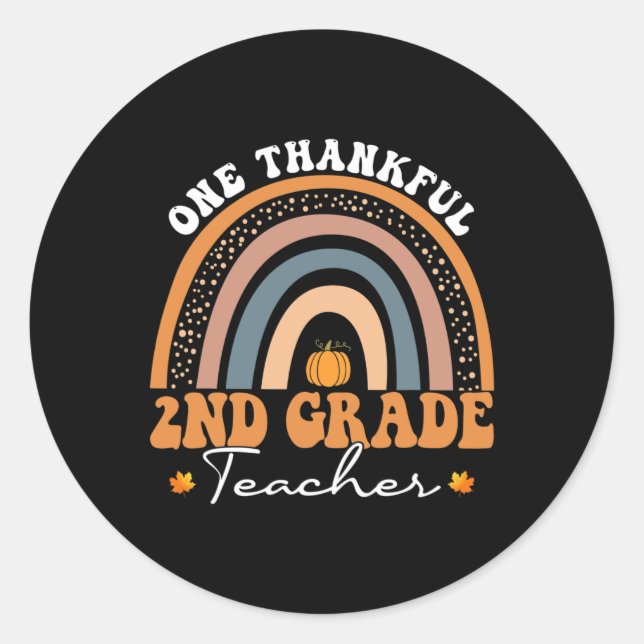 Pegatina Redonda Agradecimiento Maestra de 2º Grado Groovy Acción d (Anverso)