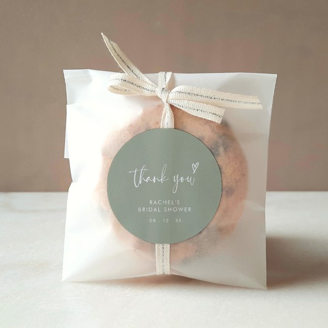 Pegatina Redonda Agradecimiento Moderno Boho Verde Salvia para Desp (Subido por el creador)