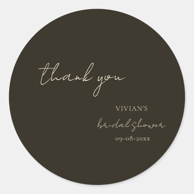 Pegatina Redonda Agradecimiento moderno de boda con caligrafía verd (Anverso)