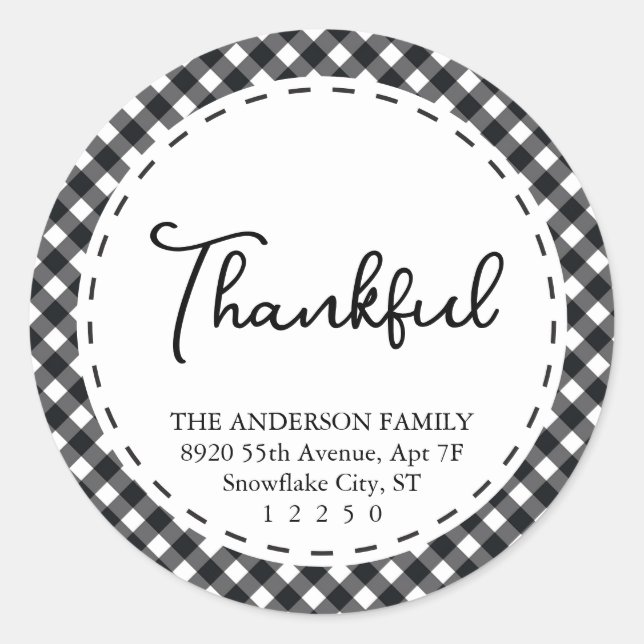 Pegatina Redonda Agradecimiento |Moderno Día de Acción de Gracias B (Anverso)