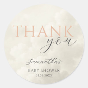 Pegatina Redonda Agradecimiento moderno para baby shower Cloud Nine