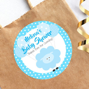Pegatina Redonda Agradecimiento moderno para baby shower de corderi