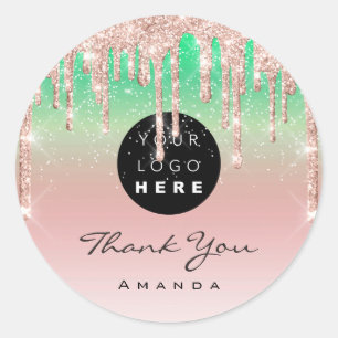 Pegatina Redonda Agradecimiento Nombre Artista de maquillaje Logo P