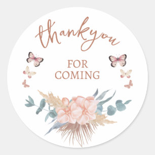 Pegatina Redonda Agradecimiento para Baby Shower Boho