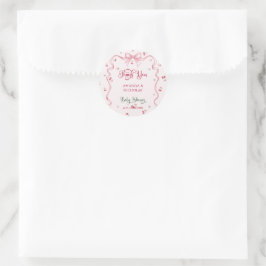 Pegatina Redonda Agradecimiento para Baby Shower Cherry Bow