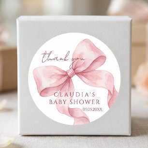 Pegatina Redonda Agradecimiento para Baby Shower de Acuarela Dulce 