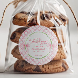 Pegatina Redonda Agradecimiento para Baby Shower de Acuarela Grandm