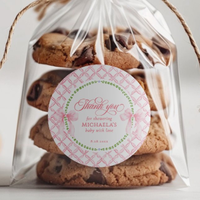 Pegatina Redonda Agradecimiento para Baby Shower de Acuarela Grandm (Subido por el creador)