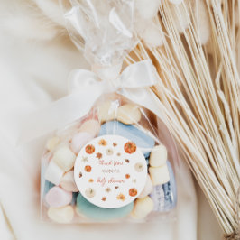 Pegatina Redonda Agradecimiento para Baby Shower de calabaza otoño