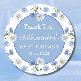 Pegatina Redonda Agradecimiento para Baby Shower de flores silvestr