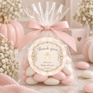 Pegatina Redonda Agradecimiento para Baby Shower de Little Pumpkin