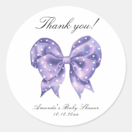 Pegatina Redonda Agradecimiento para baby shower de lunares con laz