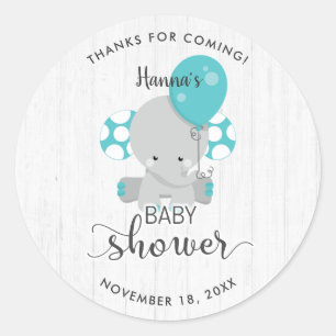 Pegatina Redonda Agradecimiento para Baby Shower de Madera Blanca y
