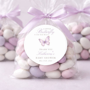 Pegatina Redonda Agradecimiento para Baby Shower de Mariposa de Oro