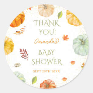 Pegatina Redonda Agradecimiento para Baby Shower de Otoño Little Pu