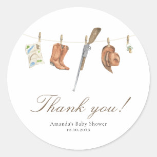 Pegatina Redonda Agradecimiento para baby shower de Watercolor Hunt