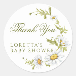 Pegatina Redonda Agradecimiento para Baby Shower Floral de Margarit
