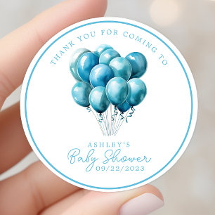 Pegatina Redonda Agradecimiento para Baby Shower Niño Acuarela Glob