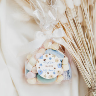 Pegatina Redonda Agradecimiento para Baby Shower Niño Calabaza Azul
