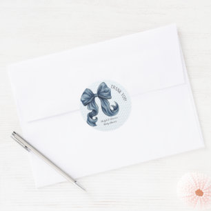 Pegatina Redonda Agradecimiento para Baby Shower por Lazo Rayado Az