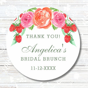 Pegatina Redonda Agradecimiento para Brunch Nupcial de Rosa Rubor M