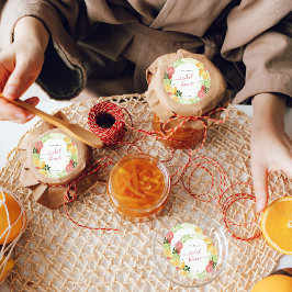 Pegatina Redonda Agradecimiento para Desayuno Nupcial de Cítricos T